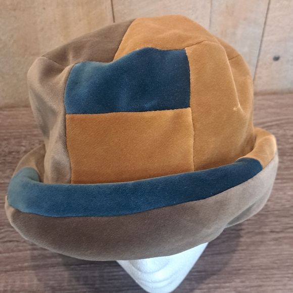Laurie Ramona Vintage Bucket Hat Velvet Patchwork Multicolored Unisex Y2K Hat - Picture 10 of 14